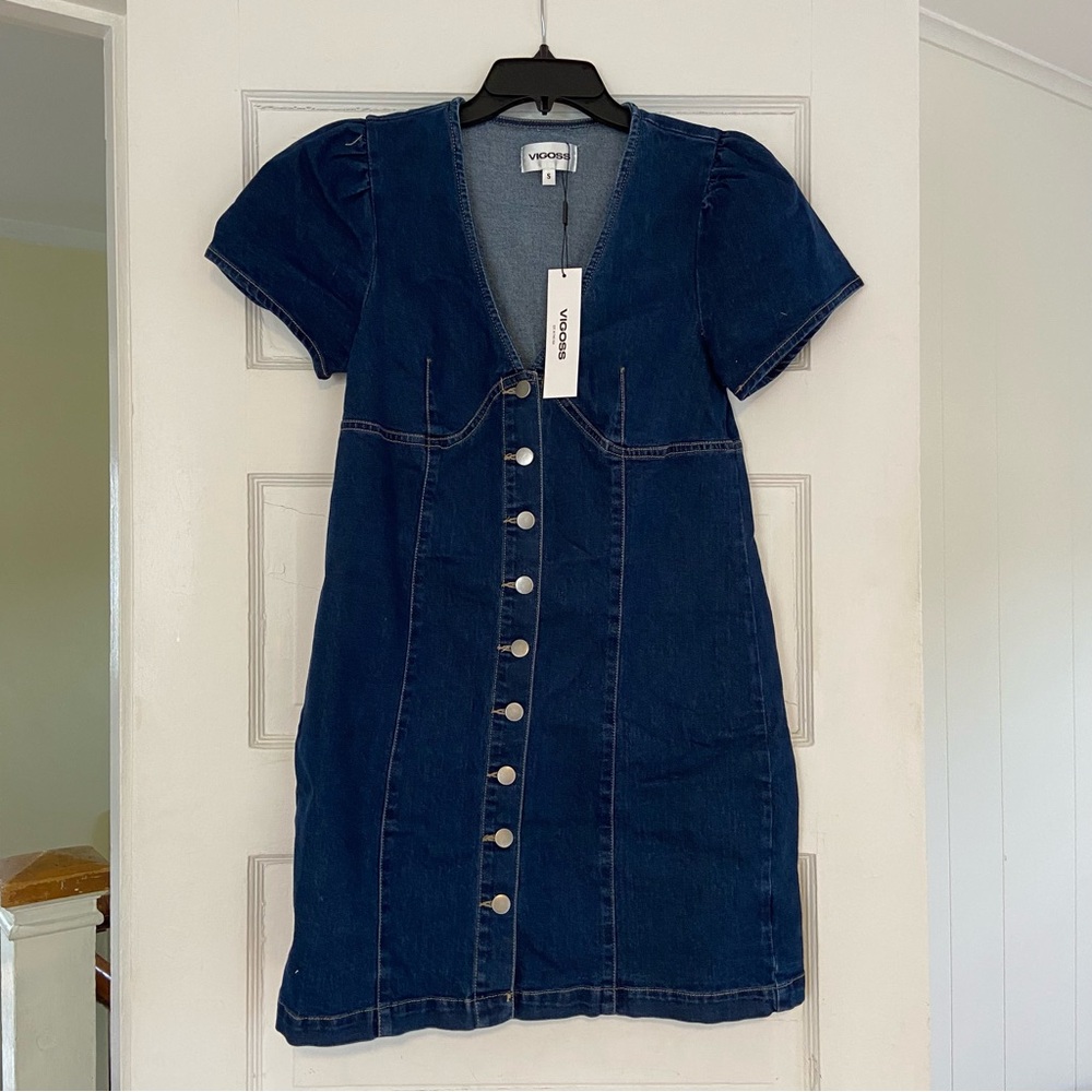 Vigoss Blue Denim Button-Front Dress - Picture 2 of 5
